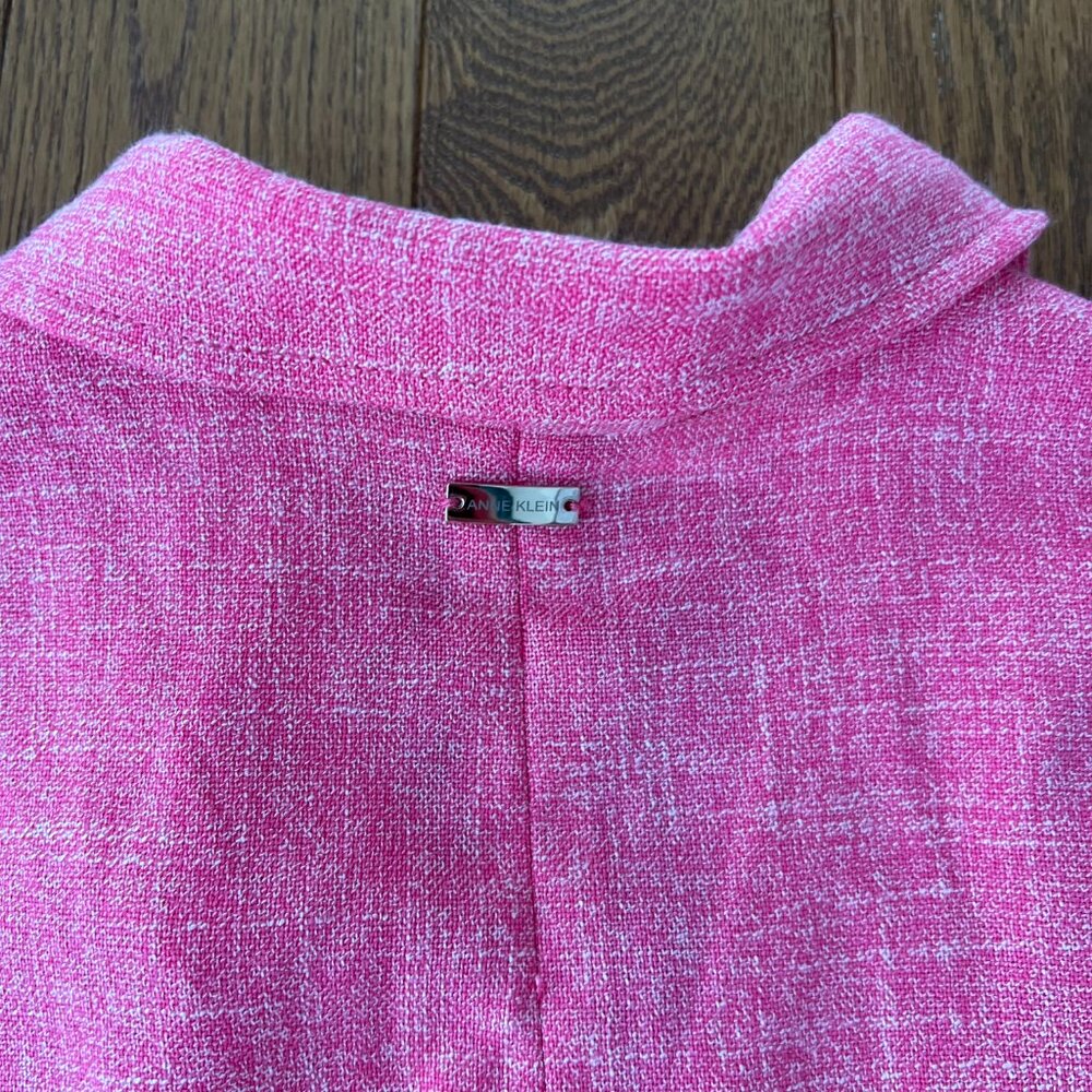 Anne Klein Pink Belted Midi Dress Tailored Button Front Short Sleeve Vintage - Picture 11 of 11
